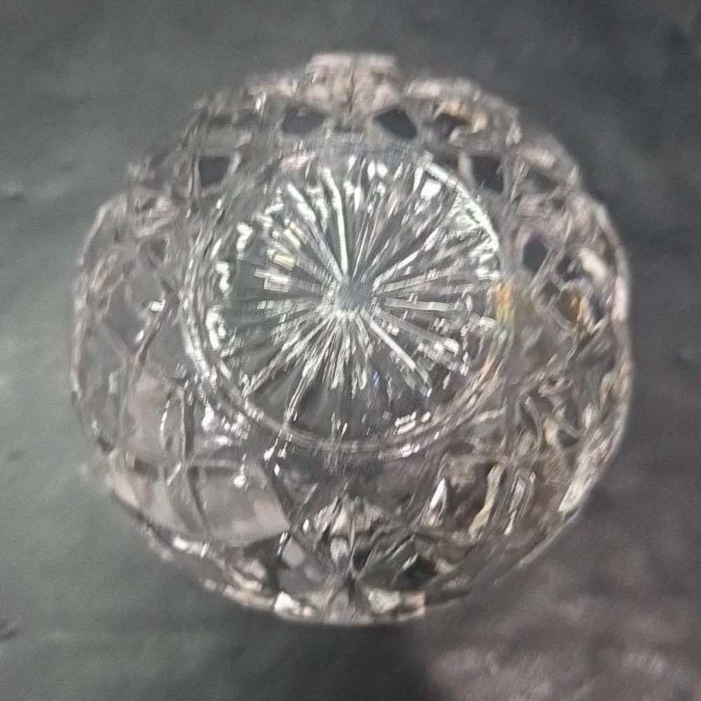 Crystal Clear Pineapple‎ Design Candleholder, Vintage Diamond Pressed Glass